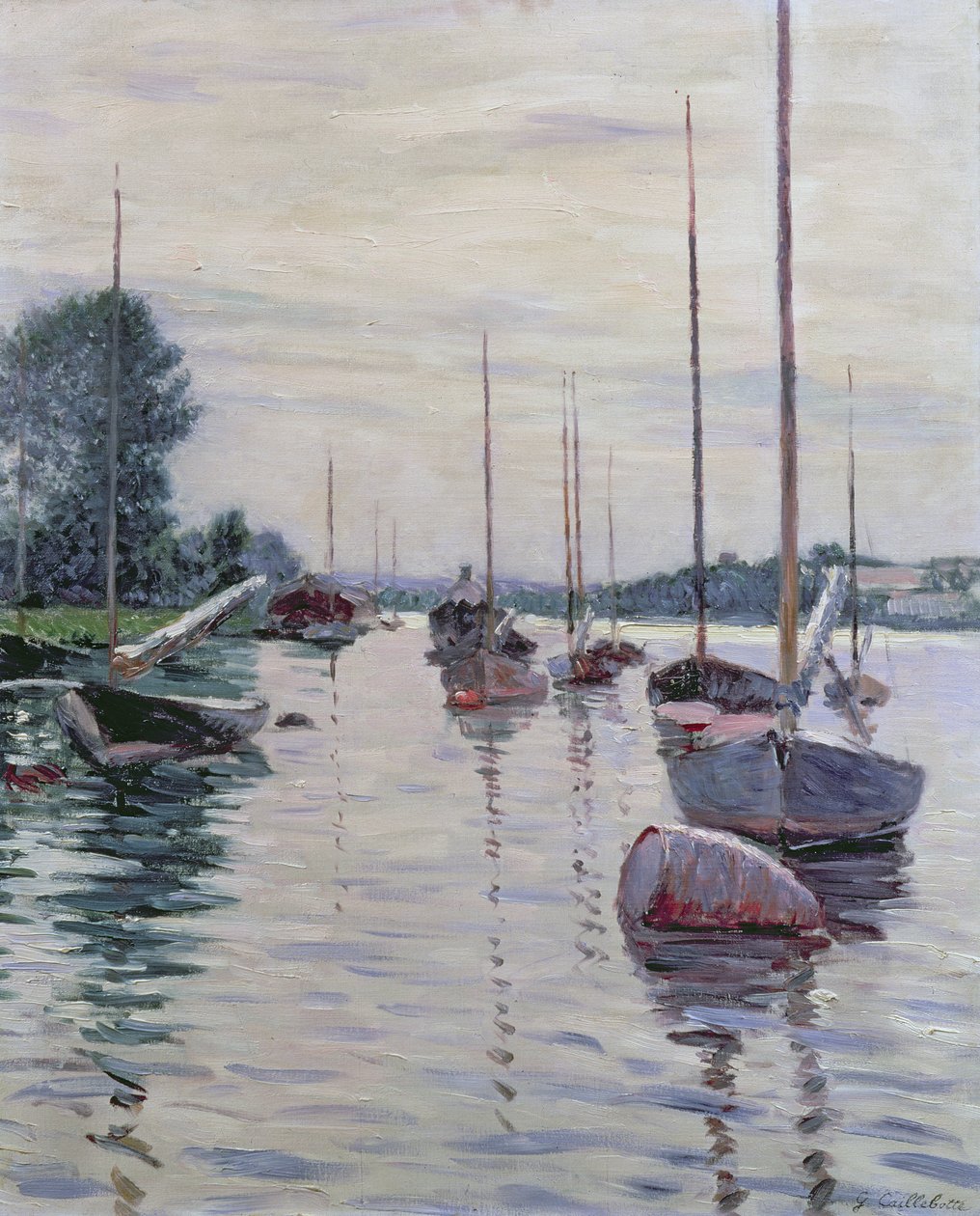 Båter ankret på Seinen av Gustave Caillebotte