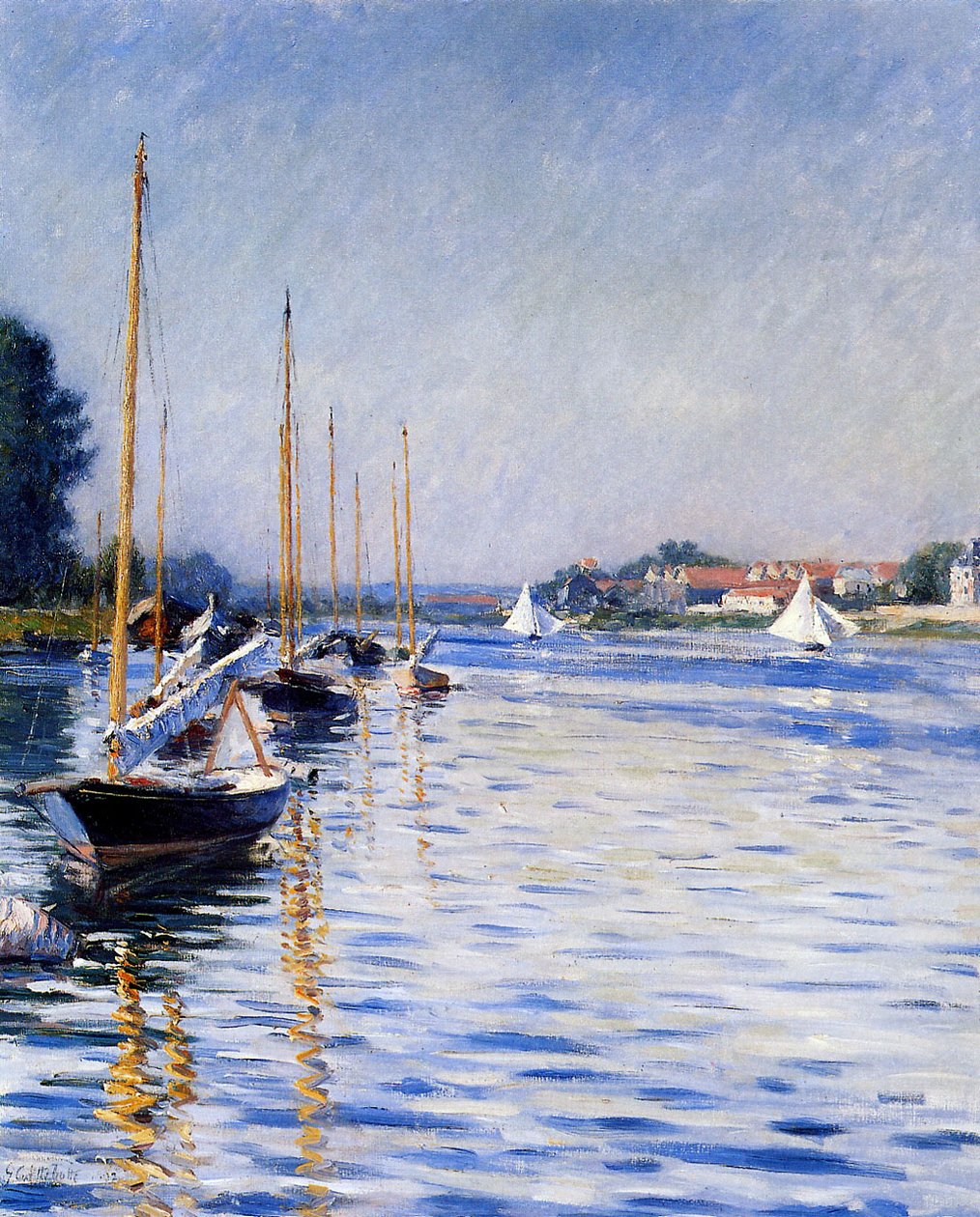 Båter på Seinen av Gustave Caillebotte