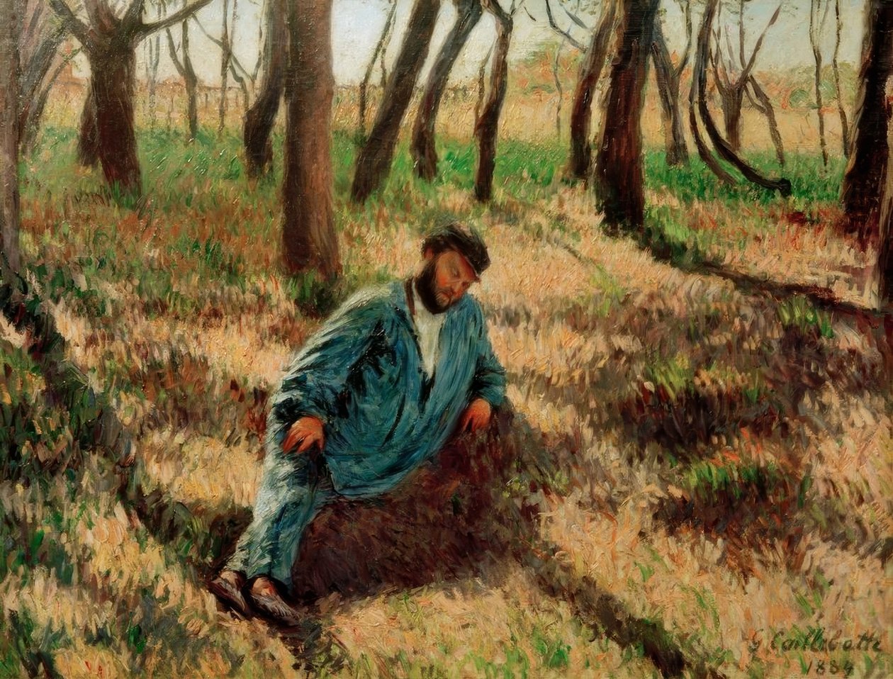 Fader Magloire ligger i en skog av Gustave Caillebotte