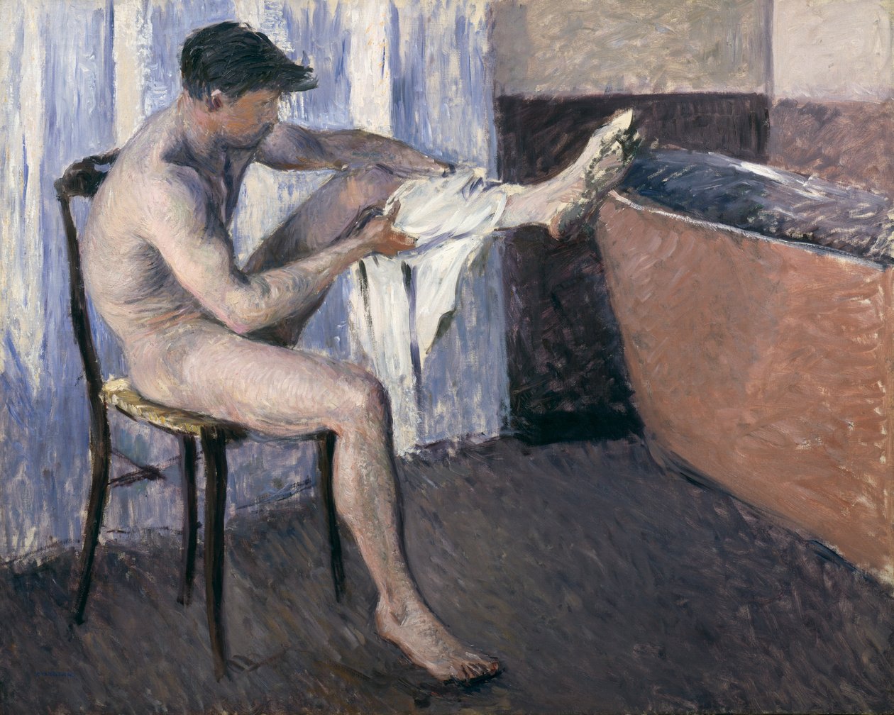 Mann tørker benet av Gustave Caillebotte