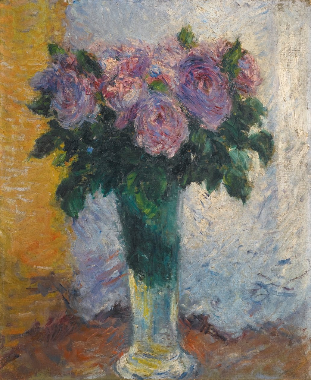 Roser i en vase av Gustave Caillebotte