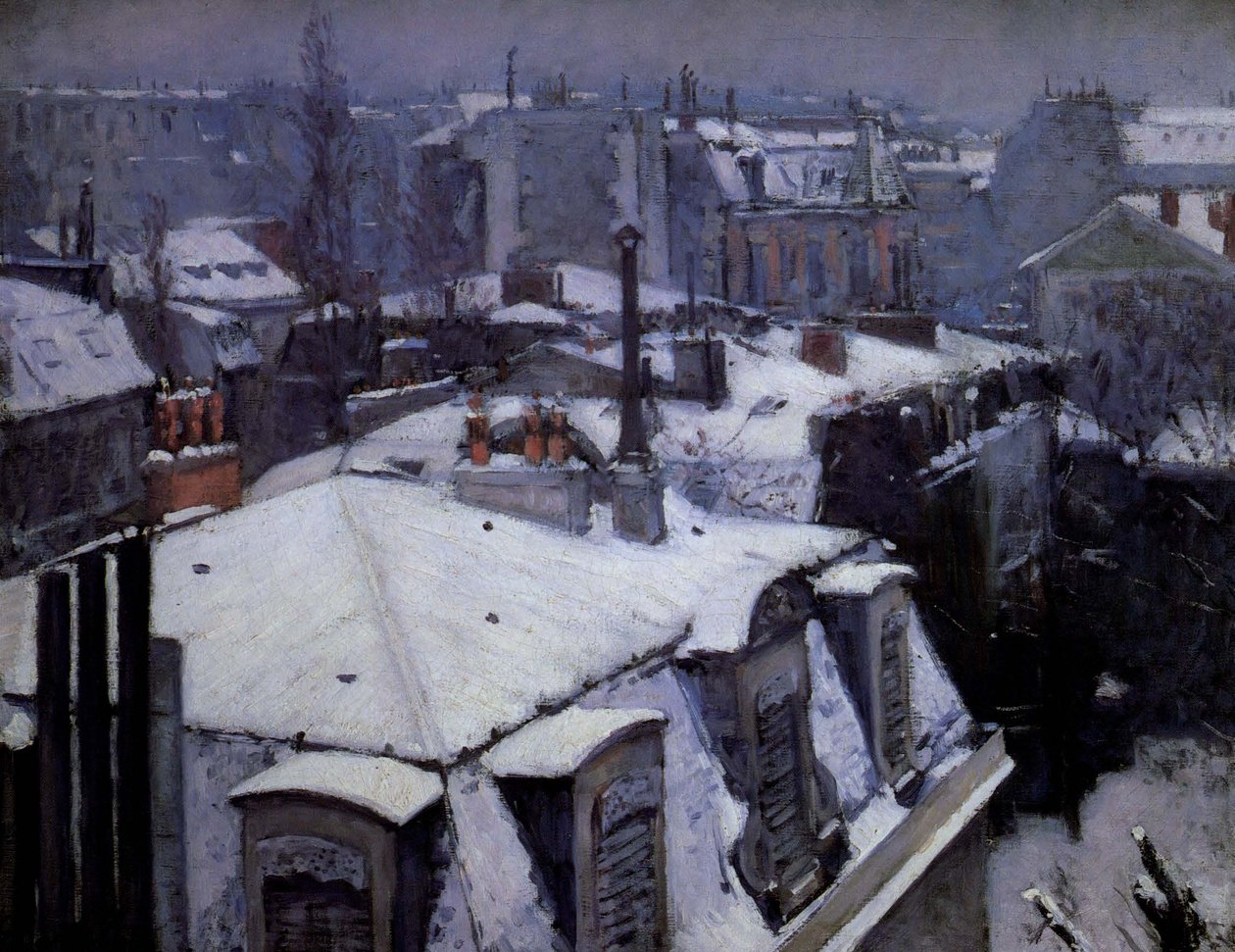 Tak under snø av Gustave Caillebotte