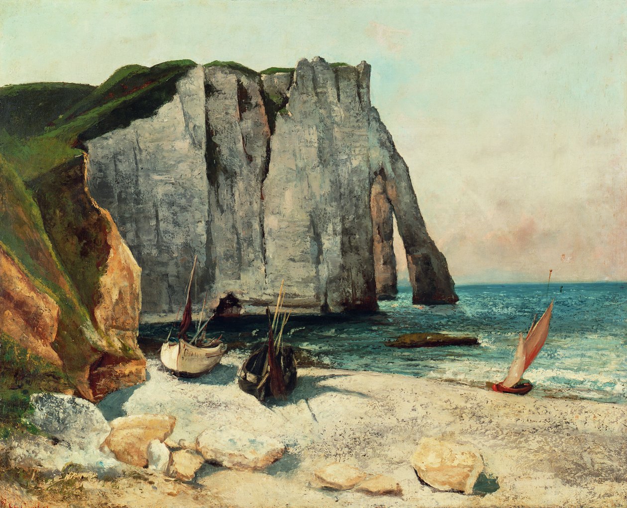 Cliffs of Etretat, havnen i Avale, 1869 av Gustave Courbet