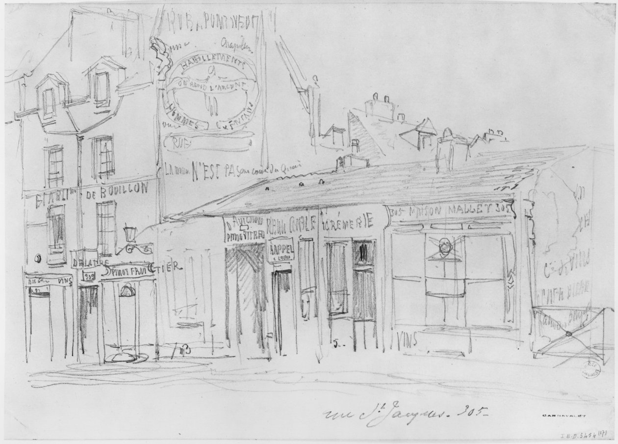 Album of the Siege of Paris, Rue Saint-Jacques (penn og brun blekkvask og blyant på papir) av Gustave Dore
