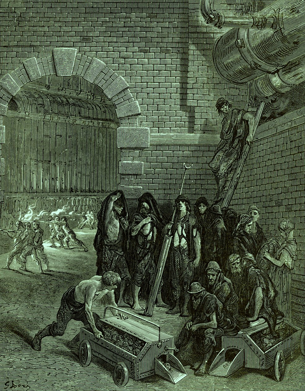 Viktorianske London Lambeth Gasworks av Gustave Dore