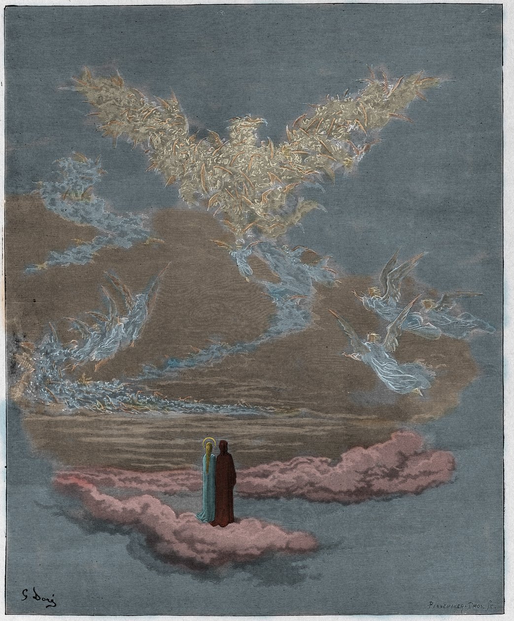 Paradiso, Canto 19: De velsignede sjelene danner en ørn på himmelen, illustrasjon fra The Divine Comedy av Dante Alighieri, 1885 (digitalt farget gravering) av Gustave after Dore