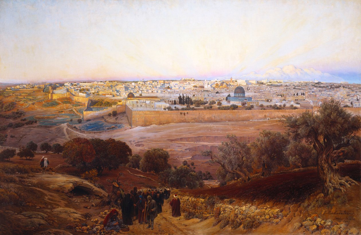 Jerusalem fra Oljeberget, 1902 av Gustave Bauernfeind