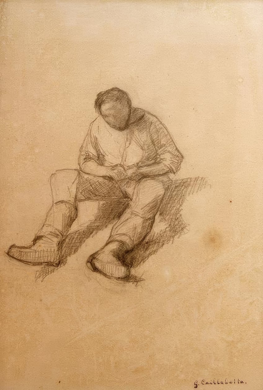 Studie for parketthøvler av Gustave Caillebotte