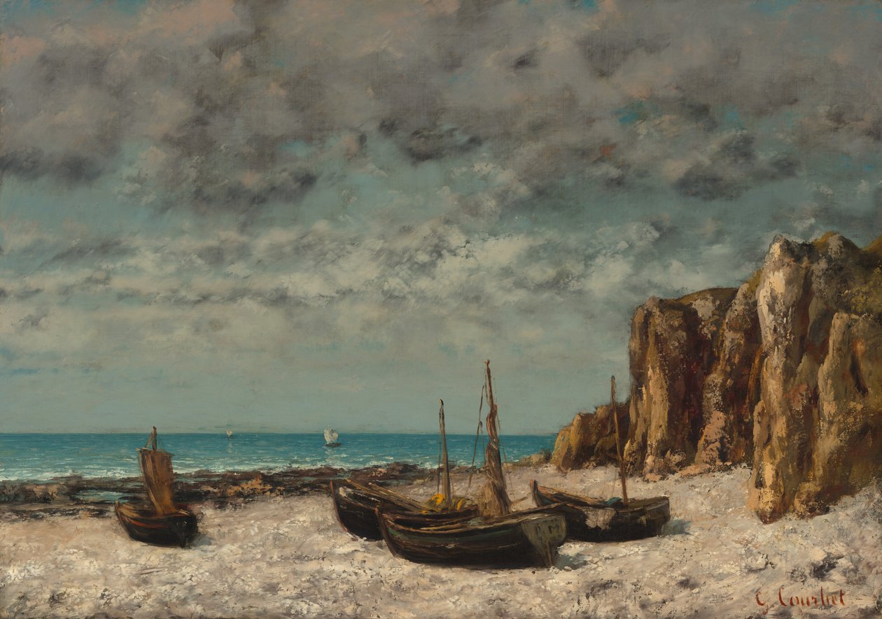 Båter på en strand, Etretat av Gustave Courbet
