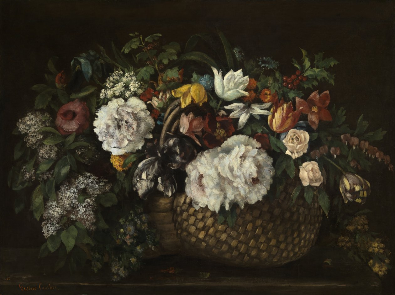 Blomster i en kurv av Gustave Courbet