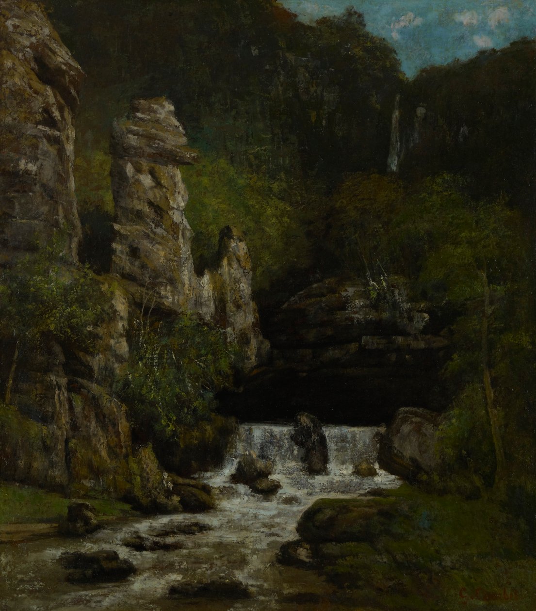 Landskap med en foss av Gustave Courbet