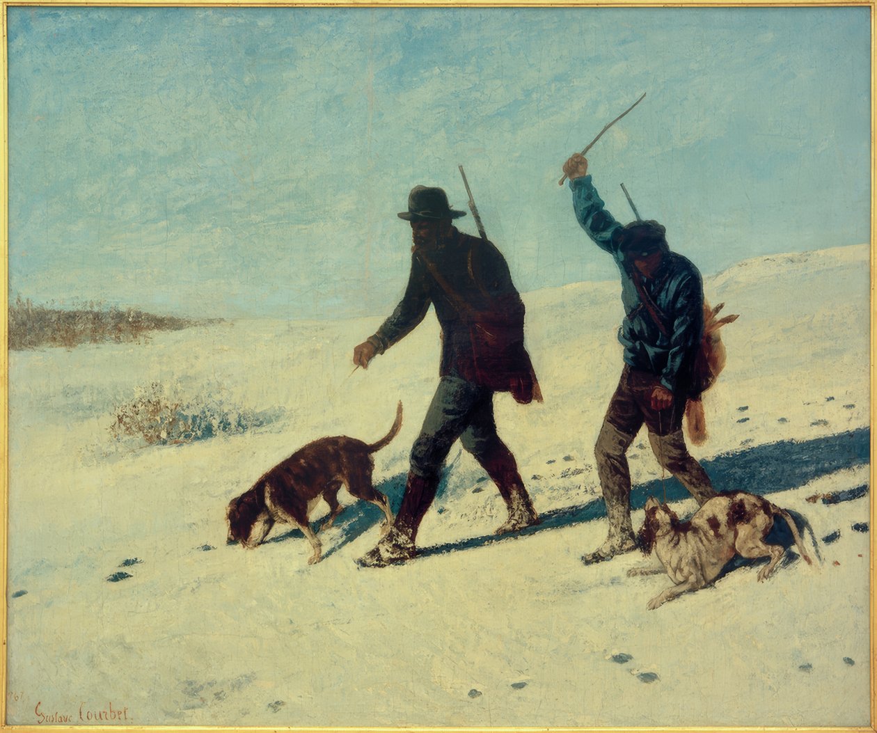Krypskyttere i snøen av Gustave Courbet
