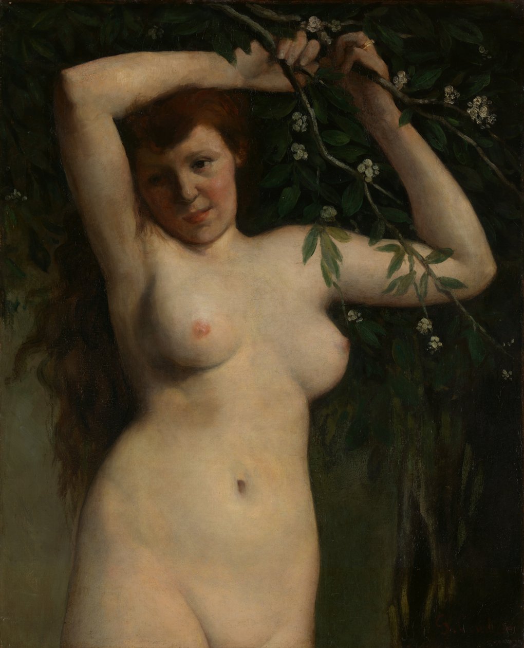 Naken med blomstrende gren, 1863. av Gustave Courbet