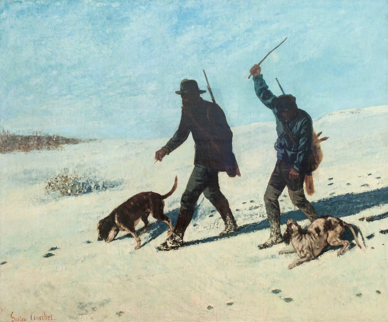 Krypskyttere i snøen av Gustave Courbet