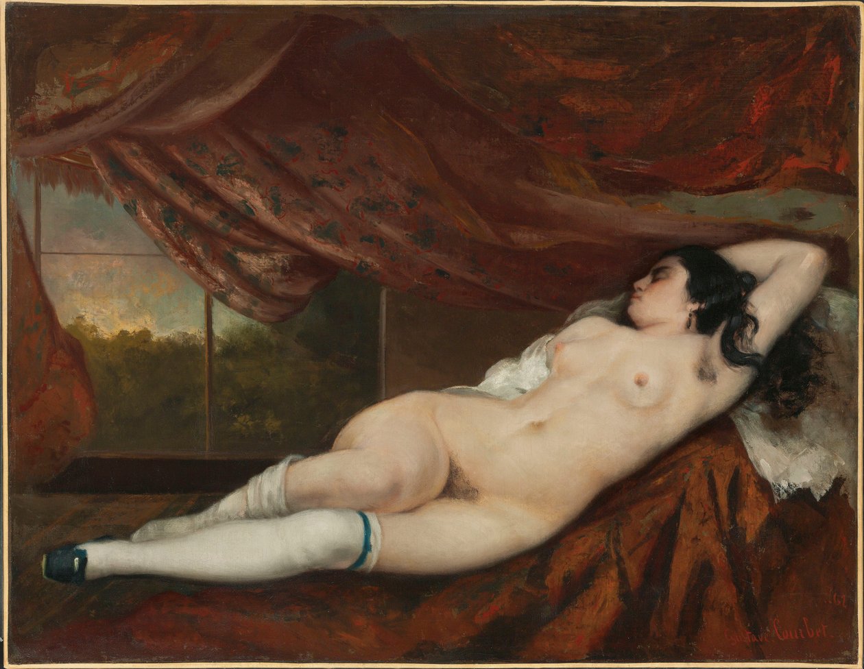 Liggende naken kvinne, 1862 av Gustave Courbet