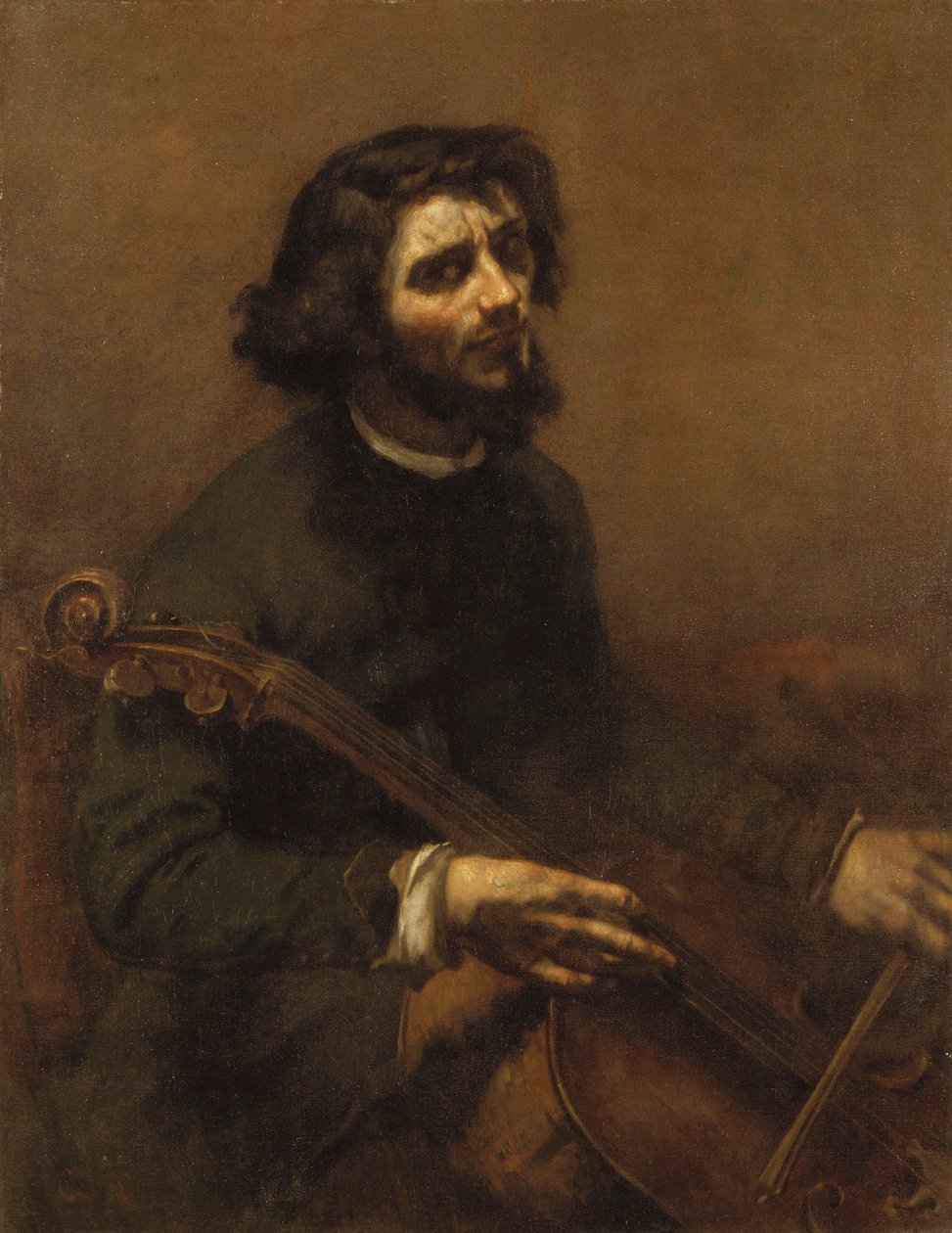 Cellisten (selvportrett), 1847 av Gustave Courbet