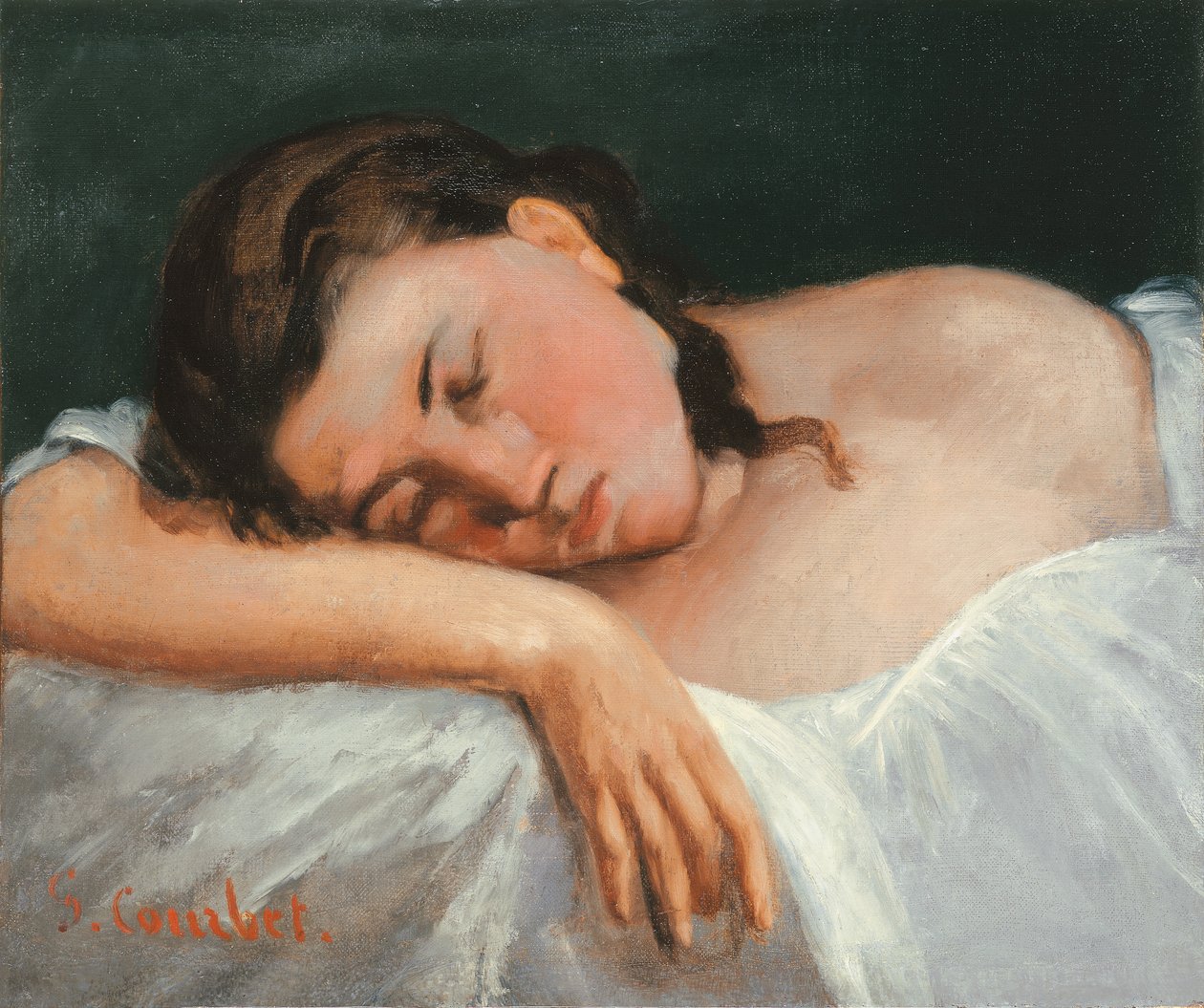 Ung jente sover, 1847 av Gustave Courbet