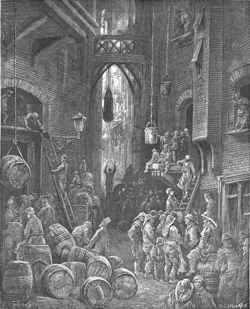 'A River Side Street', 1872. av Gustave Dore