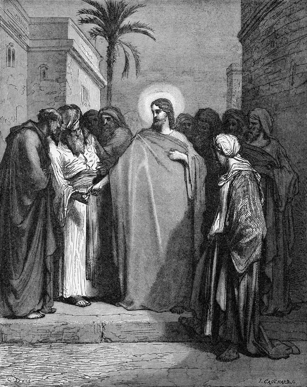 Jesus og hyllestpengene av Gustave Dore