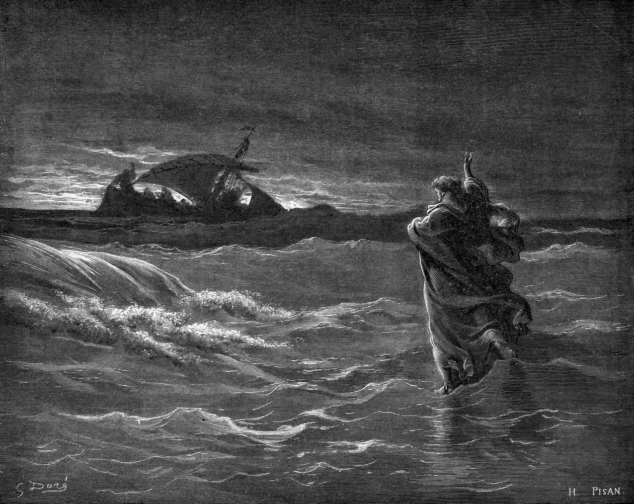 Jesus går på vannet av Gustave Dore