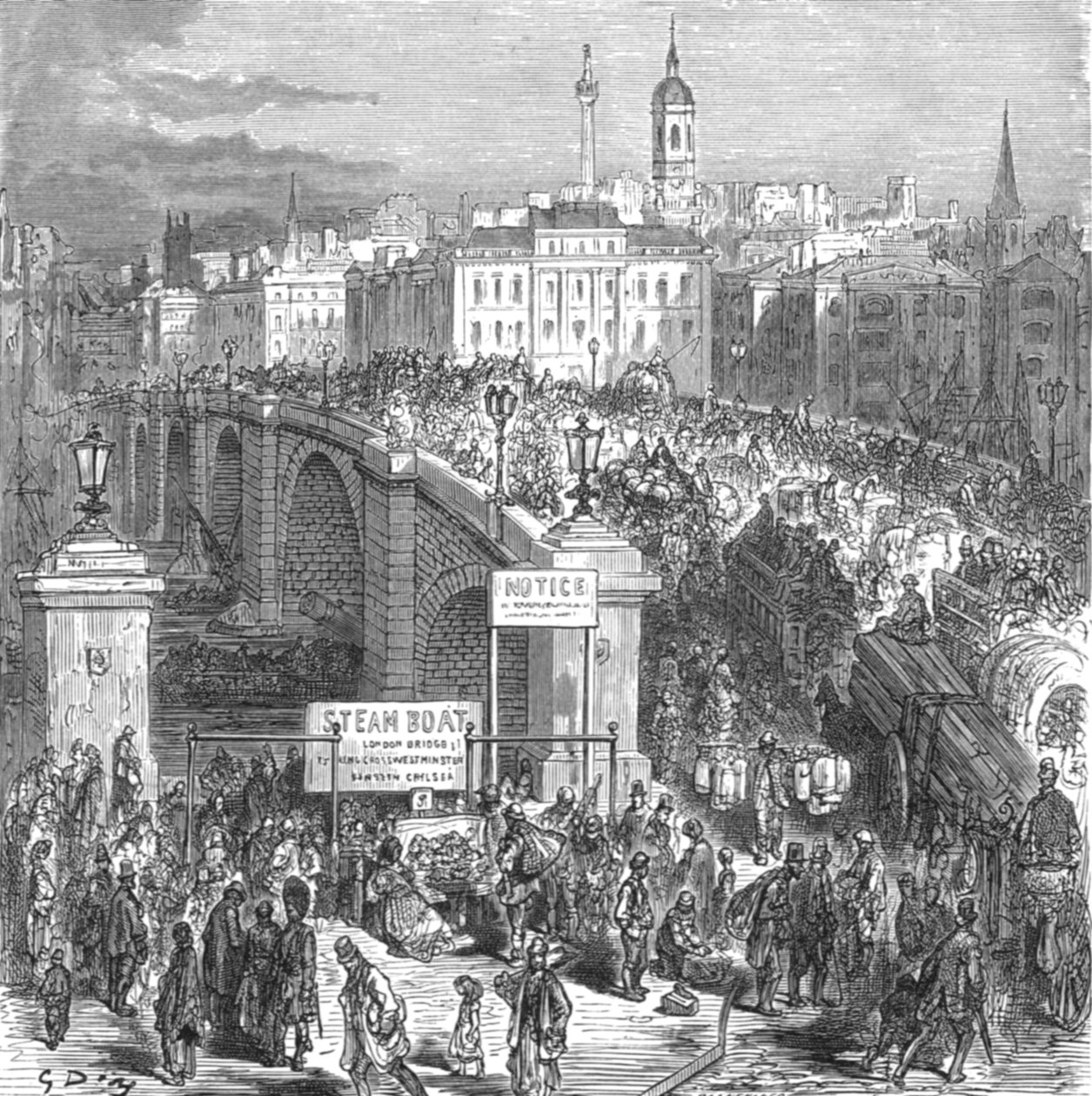 'London Bridge, 1872', 1872. av Gustave Dore