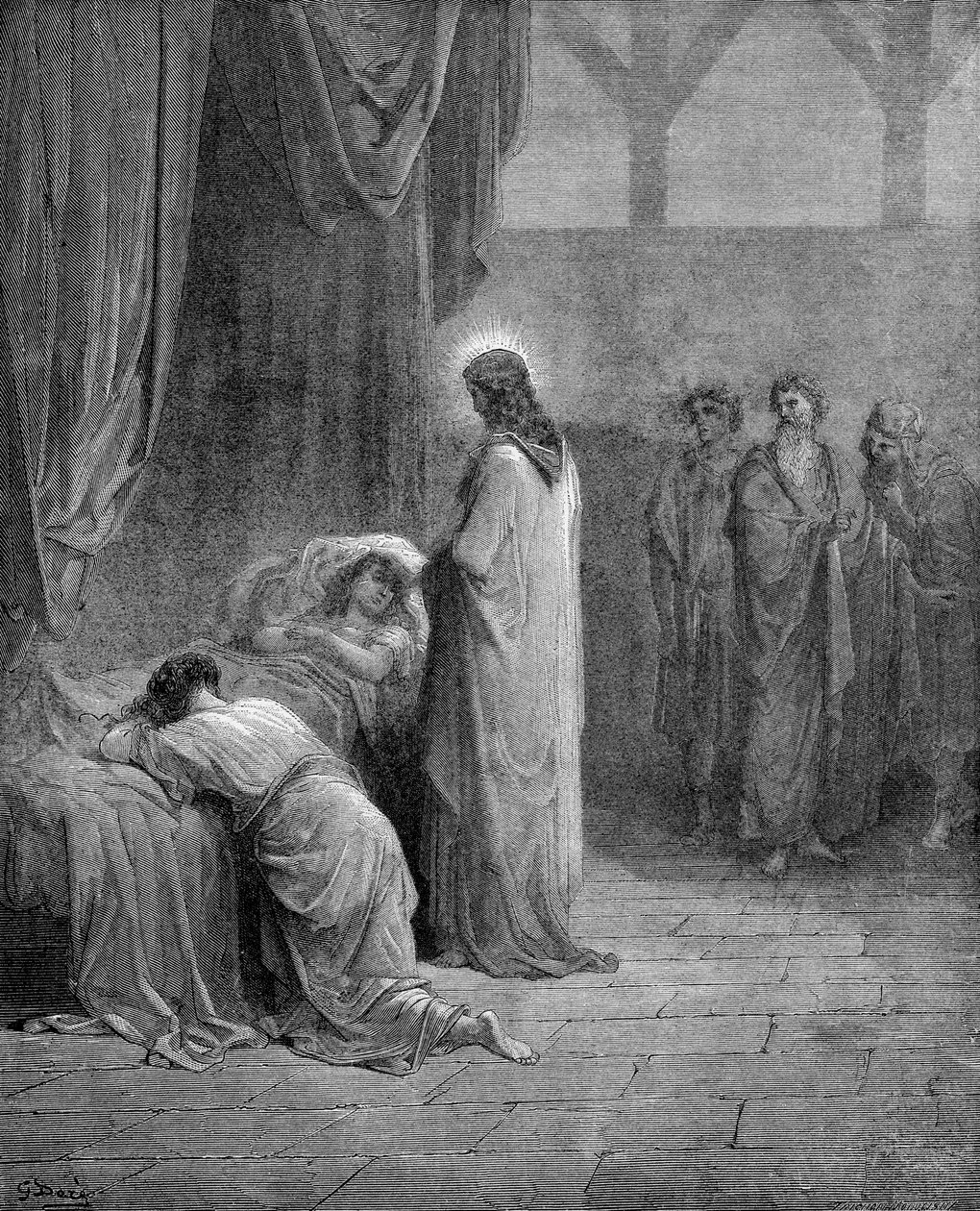 Oppdragelse av datteren til Jairus av Gustave Dore