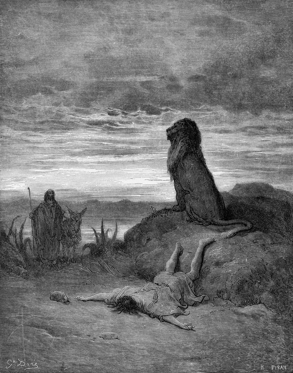 Profeten drept av en løve av Gustave Dore