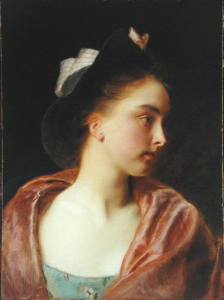 Maud (olje på vugget panel) av Gustave Jacquet