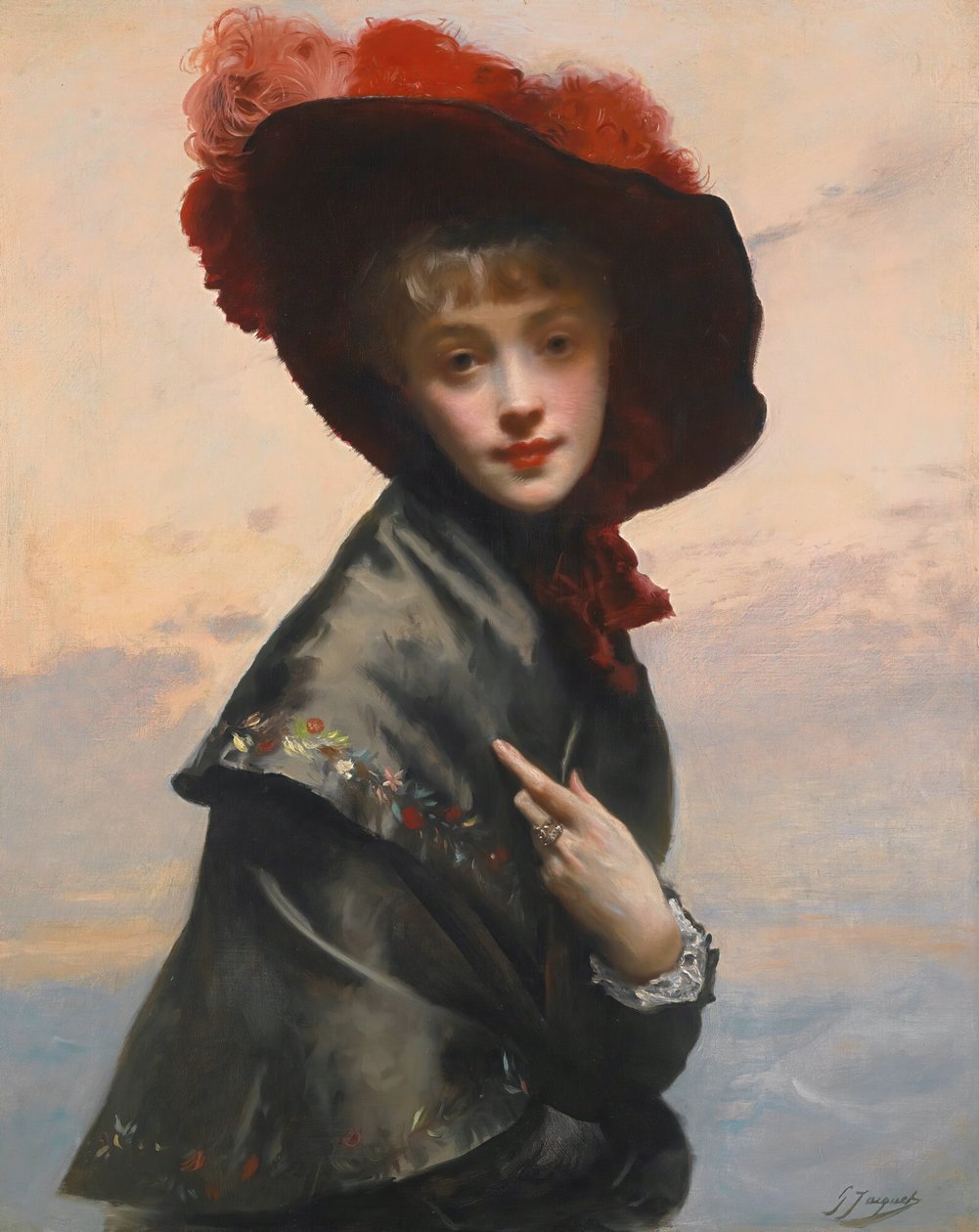 Dame i hatten. av Gustave Jean Jacquet