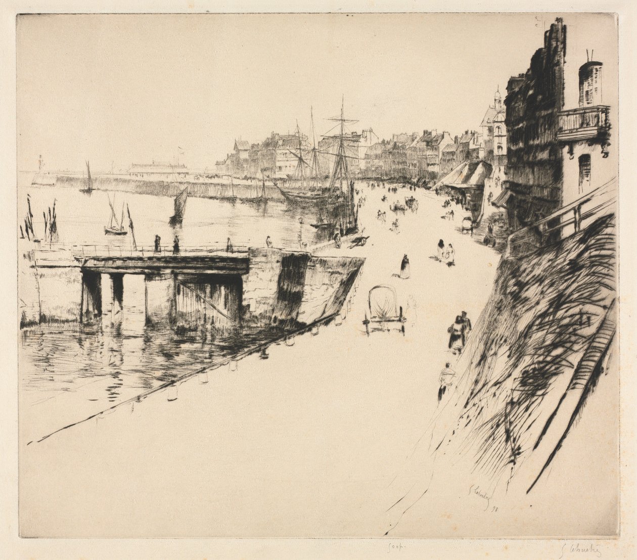 Dammen i Treport. av Gustave Leheutre