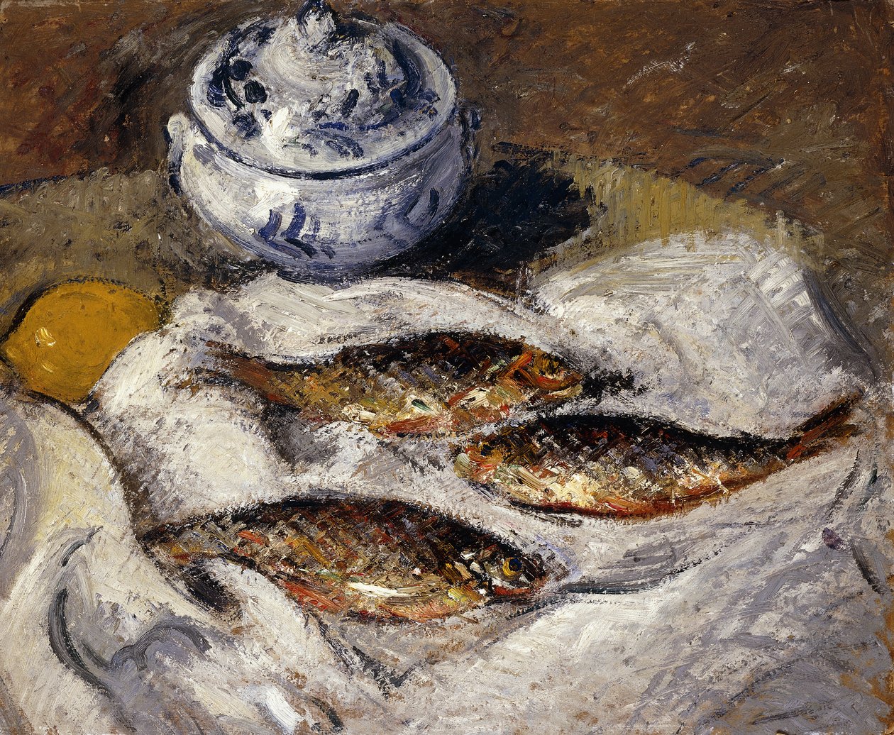Sild og Terrin; Harengs et Soupiere, ca. 1925 av Gustave Loiseau