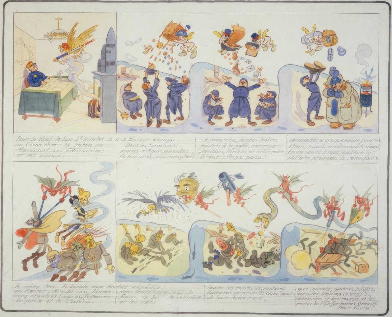 1. verdenskrig / jul 1916 / fransk karikatur av Gustave Wendt