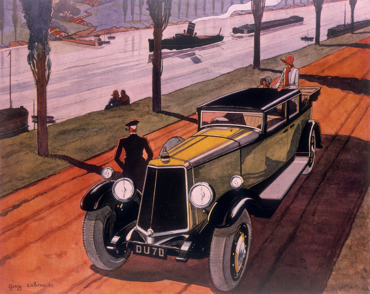 Plakat som reklamerer for Armstrong Siddeley-biler, 1930 av Guy Sabran