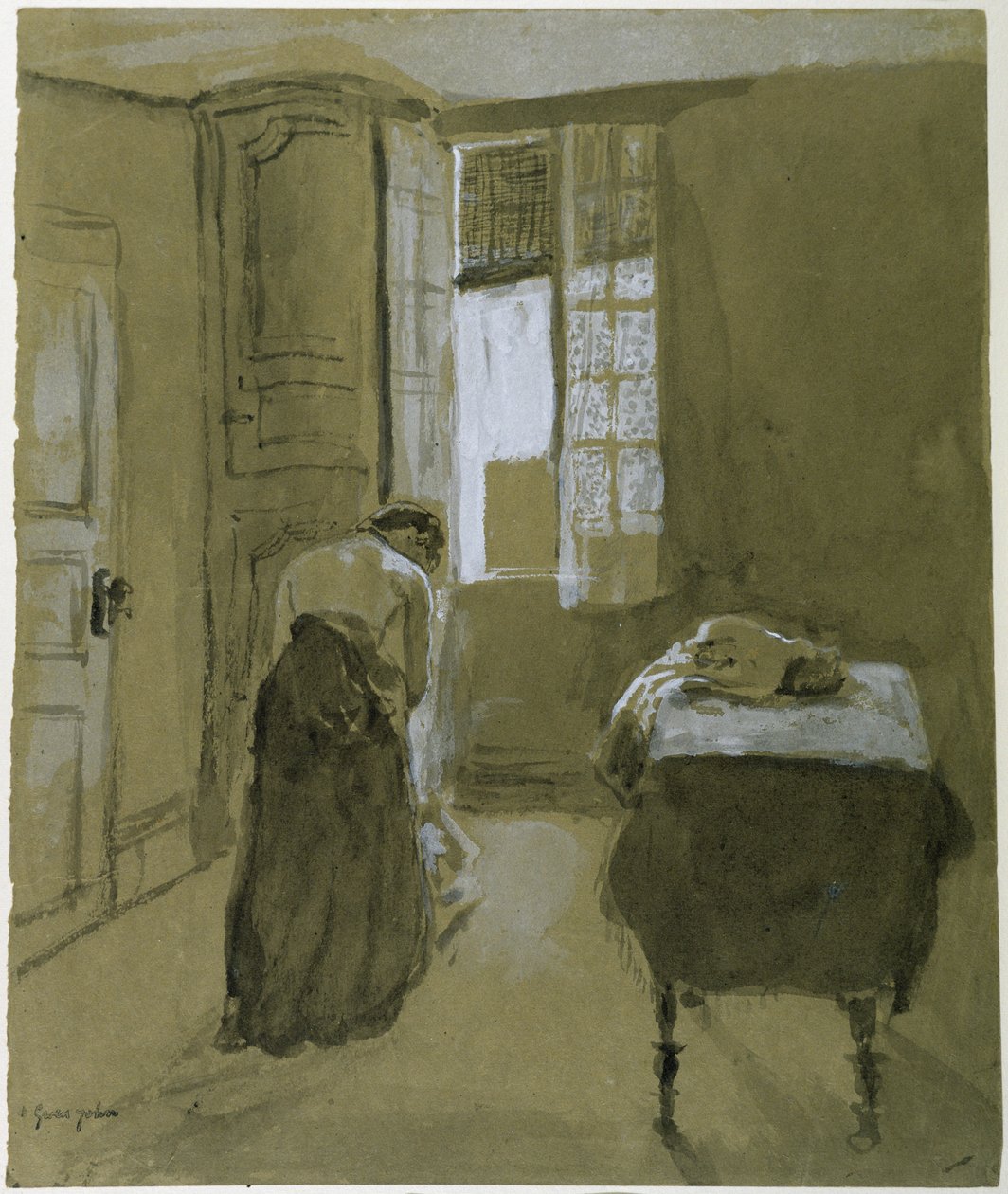 Kvinnedressing, ca. 1907 (vask på papir) av Gwen John
