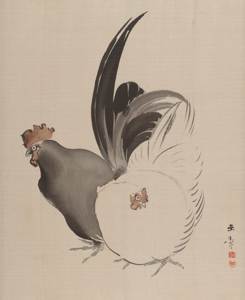 Hane og høne, 1887-92. av Gyokusho Kawabata