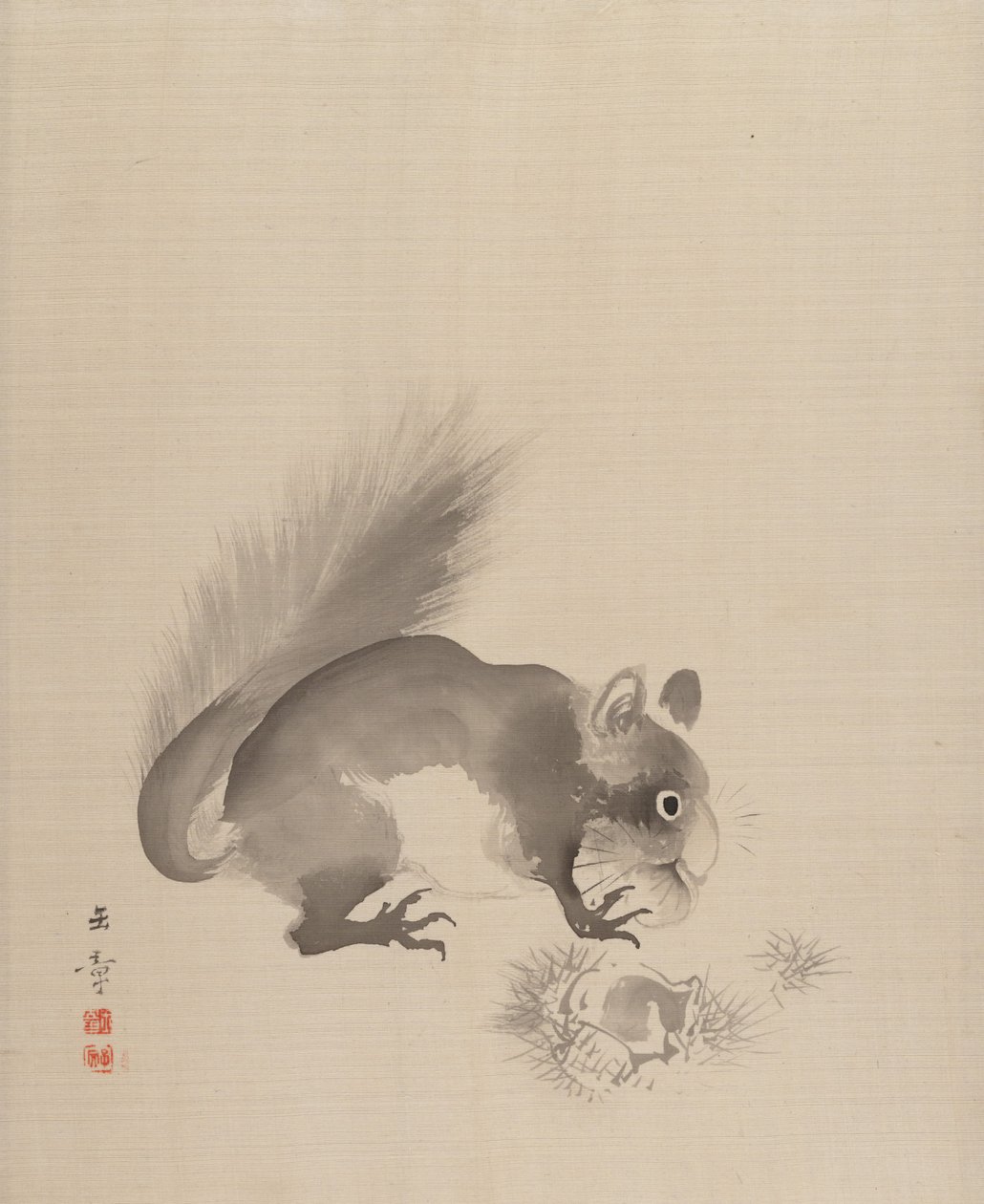 Ekorn spiser kastanjer, 1887-92. av Gyokusho Kawabata