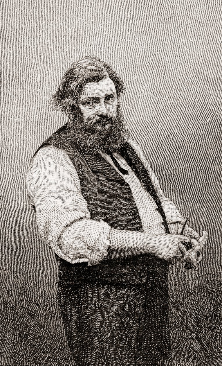 Jean Désiré Gustave Courbet, fra The Century Illustrated Monthly Magazine, utgitt 1884 (tregravering) av H. Velten