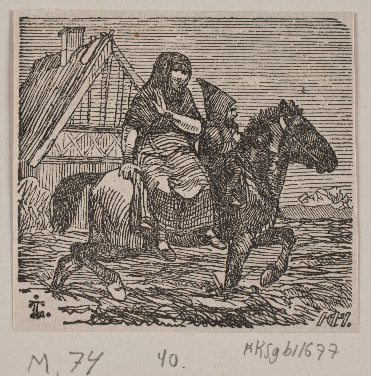Illustrasjon for "Jordmoren og trollet" av H. C. Henneberg