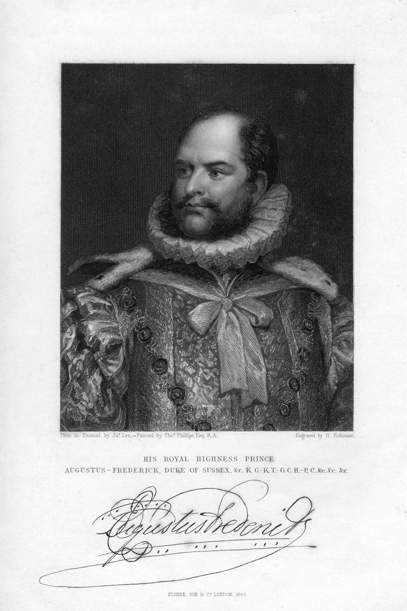 Prins Augustus Frederick, hertug av Sussex, 1840. av H. Robinson
