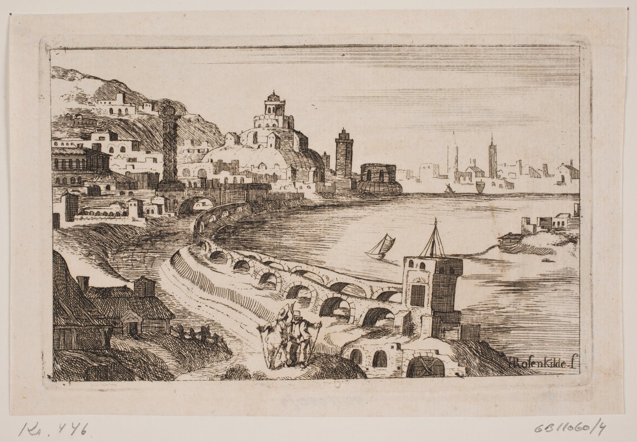 Elvekant med orientalsk by av H. Rosenkilde