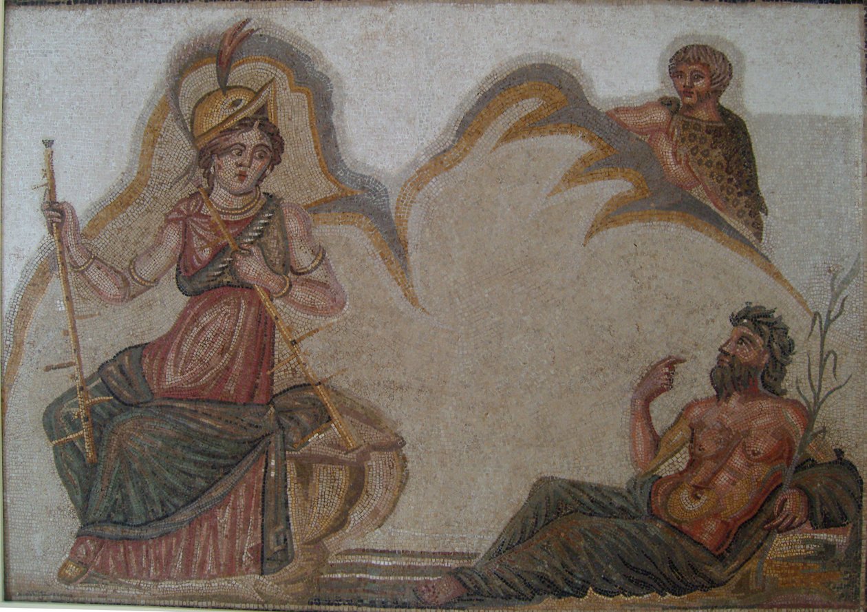 Mosaikk utstilt på Neapolis-museet i Babeul-Tunisia av Habib M’henni