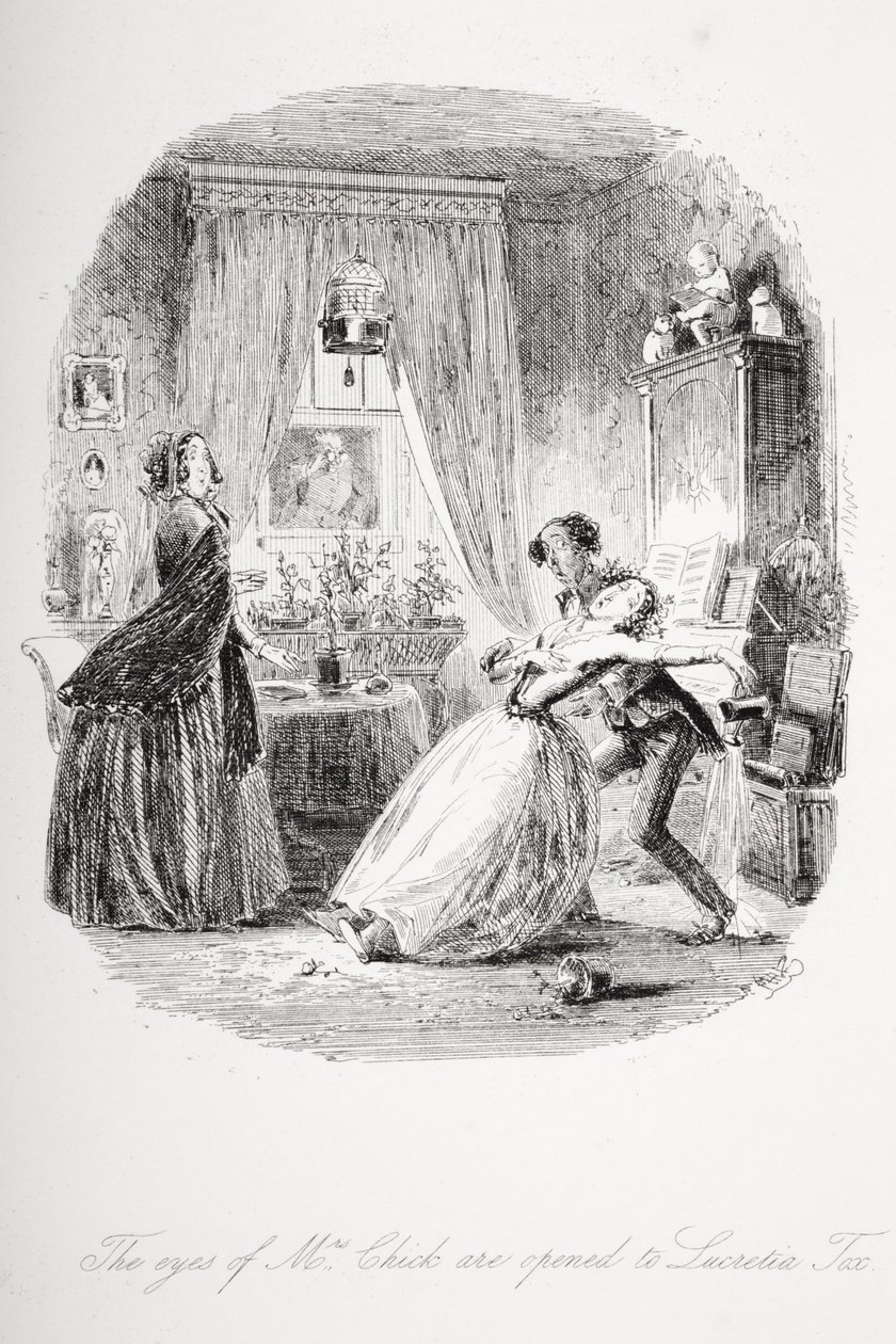 Øynene til Mrs. Chick åpnes for Lucretia Tox, illustrasjon fra 