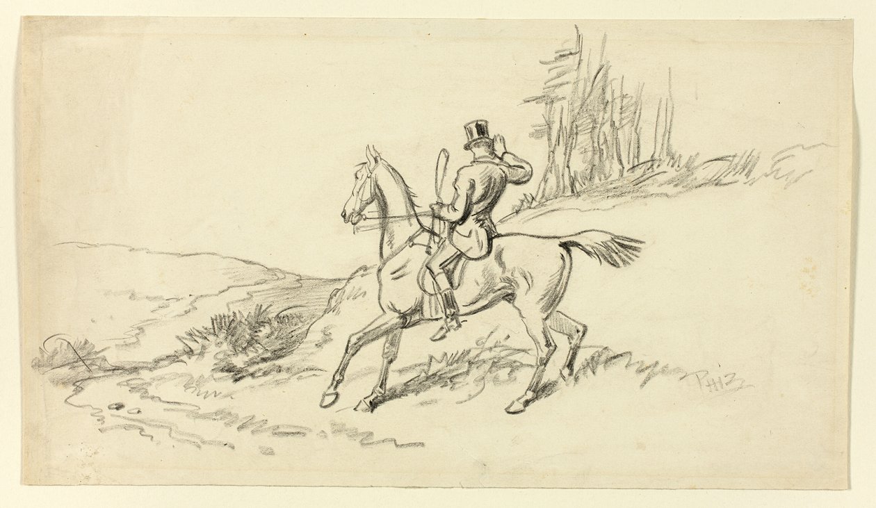 Rytter Reining i hest av Hablot Knight Browne