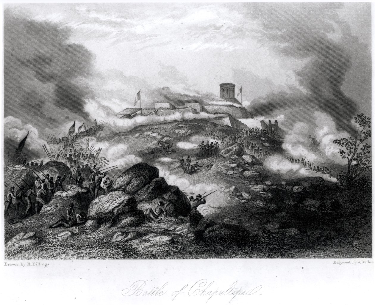 Slaget ved Chapultepec, 1847, gravert av J. Duthie av Hammatt Billings