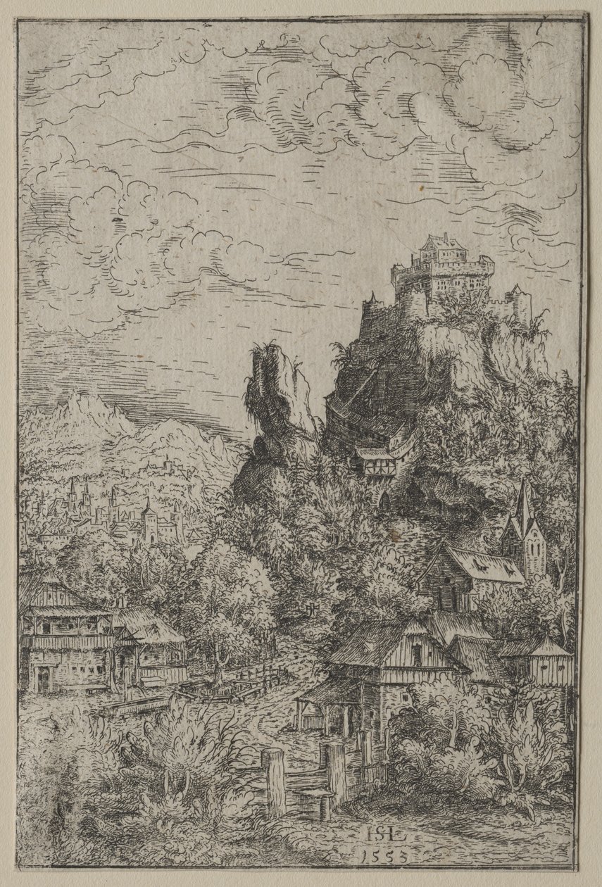 Landskap med et slott, 1553. av Hanns Sebald Lautensack