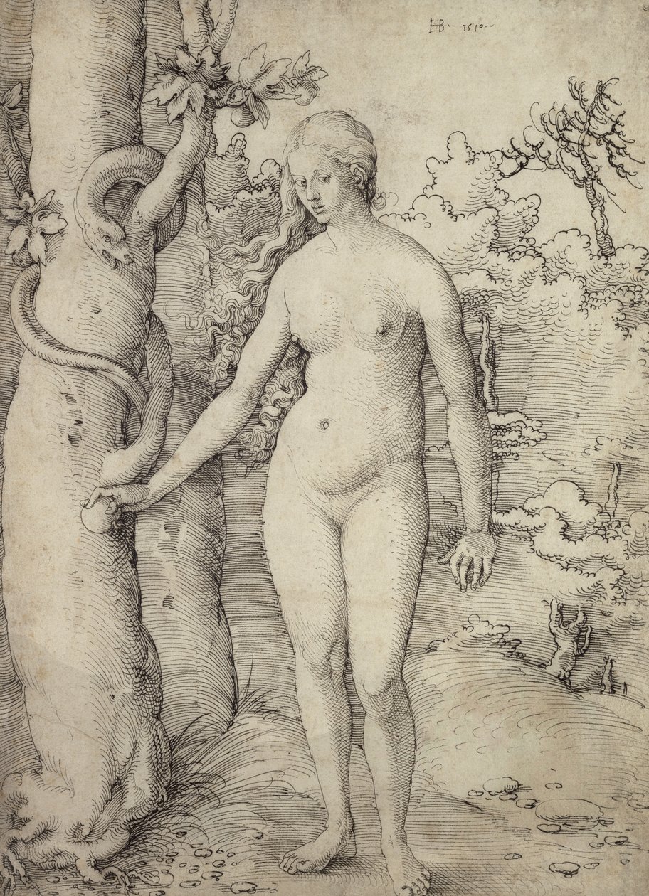 Eve, 1510 (penn og svart blekk på papir) av Hans Baldung Grien