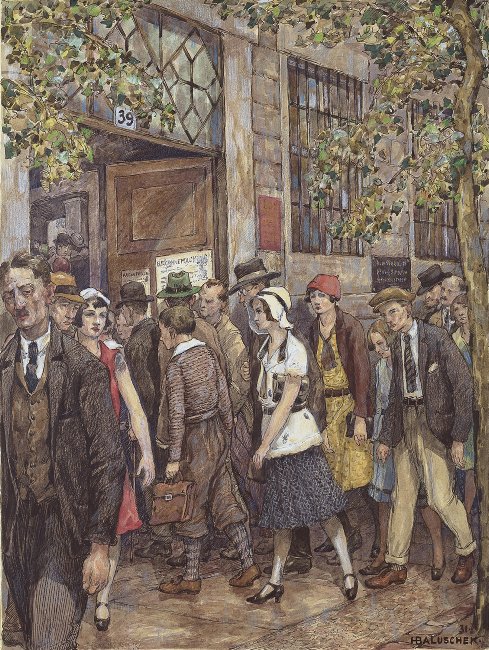 Bybevis for ansettelse for ansatte av Hans Baluschek