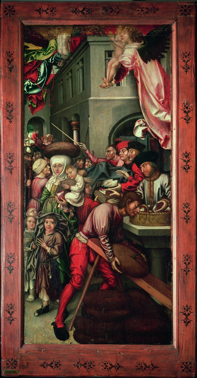 Bugnon-altertavle: høyre panel som viser veldedighet, ca. 1507 av Hans Fries