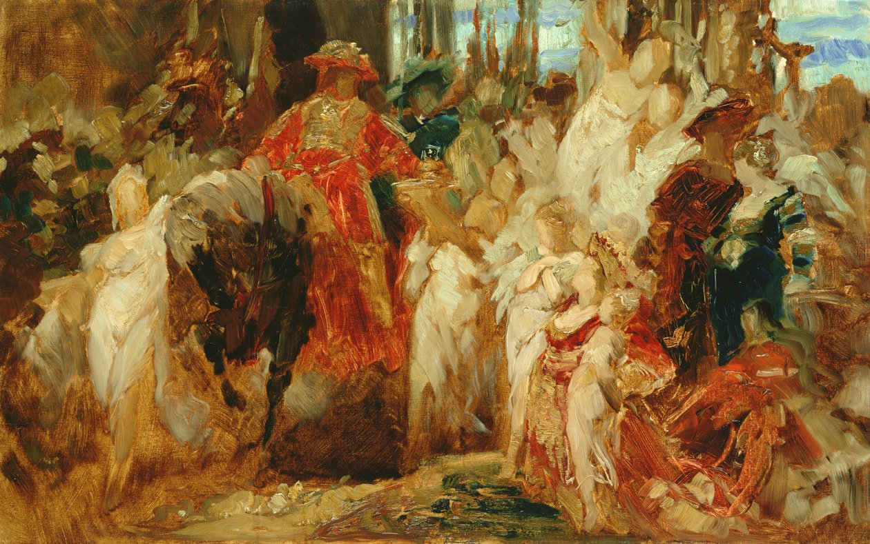 Studie for The Entrance of Emperor Charles V (1500-58) i Antwerpen i 1520, 1876-77 (se også 141421, 141422 og 140423) av Hans Makart