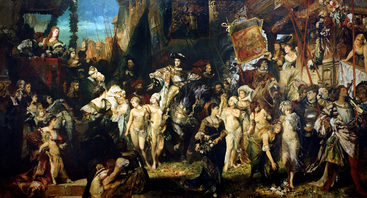 Keiser Charles Vs (1500-58) inntog i Antwerpen i 1520, 1878 (se også 141422, 141423 og 141424) av Hans Makart